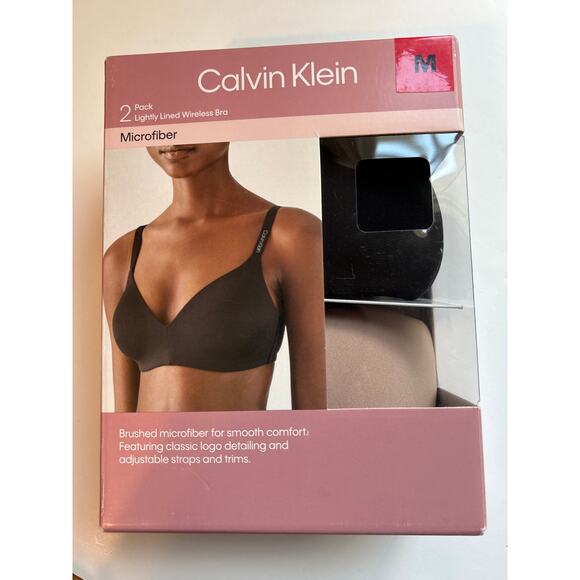 Calvin Klein Women's 2-Pack
Lightly Lined Wireless Bra, Black/ Cedar, Medium NWT - Picture 1 of 3